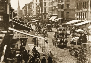 Broadway an der Duane Street, New York City, 1870